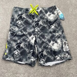 Laguna Coastal Fit Swim Shorts Above The Knee Men's Size S Black White LMS0125